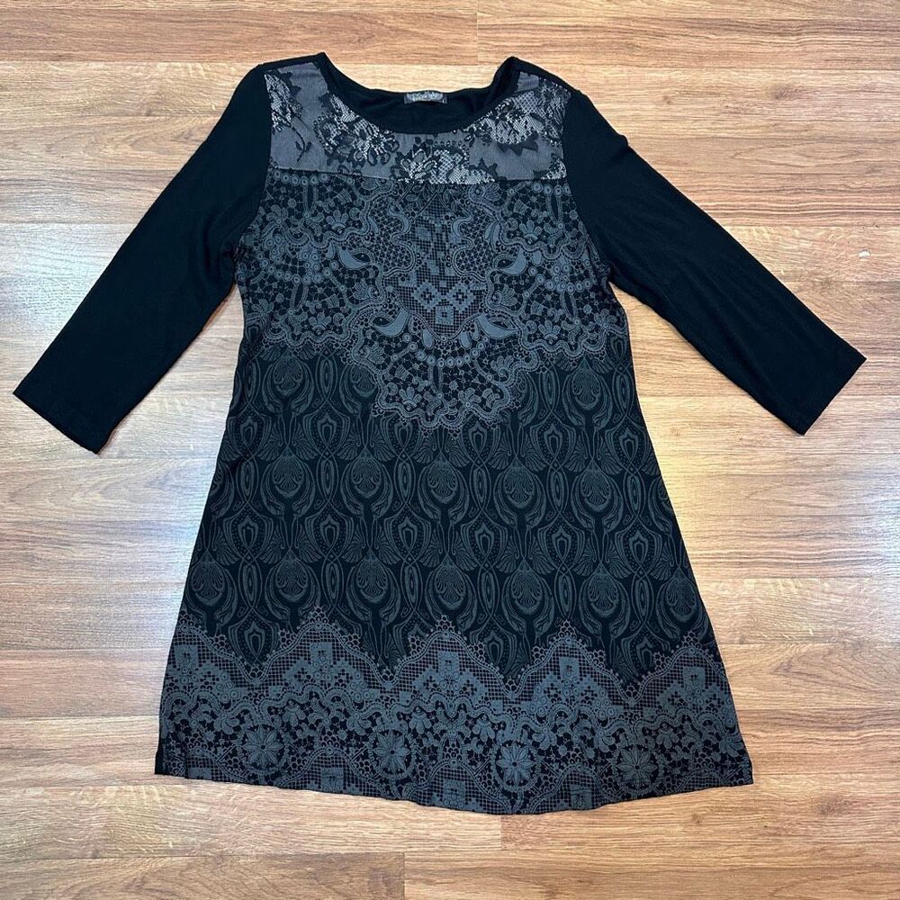 Vanilla Sugar Black Lace Print Dress Top | Women Size Large